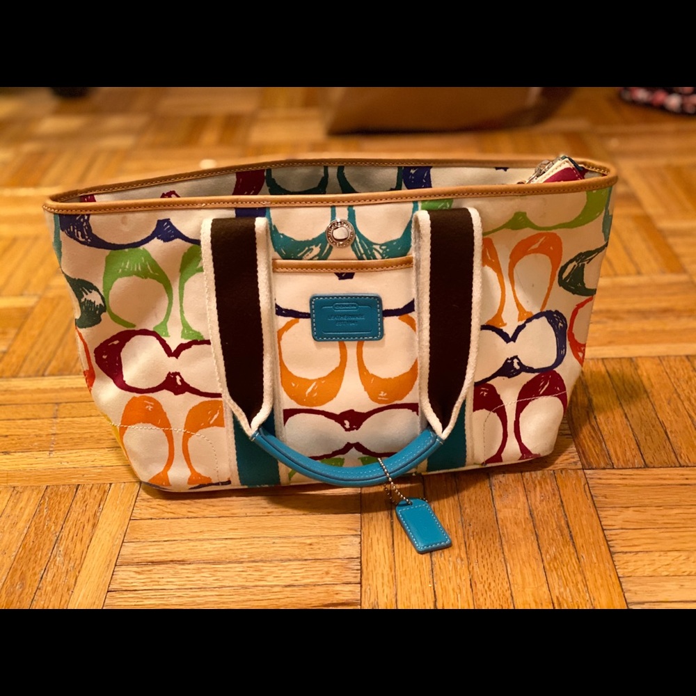 Coach Hampton Scribble Large Multicolor CanvasTote